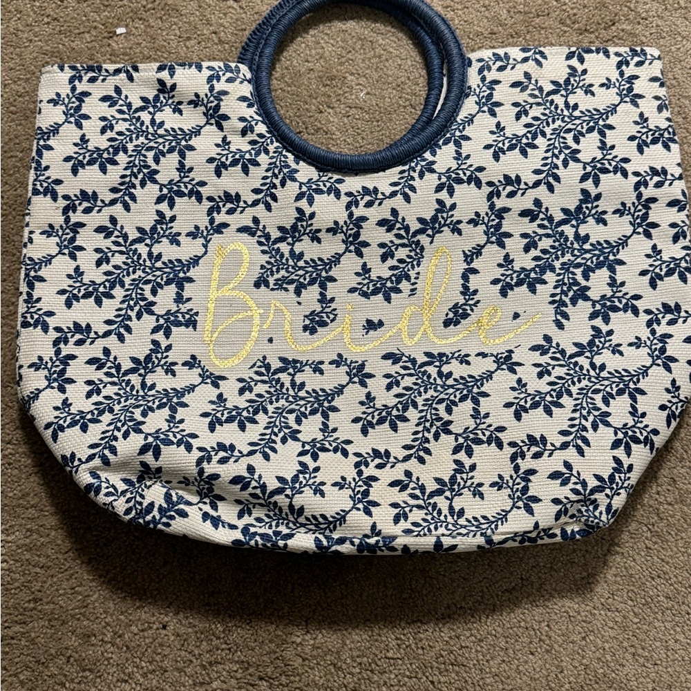 Shiraleah Blue and Cream Floral Tote Bag